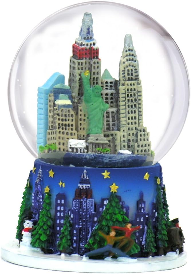 New York City Christmas Snow Globe [3.5 in] Rockefeller Center Skyline NYC