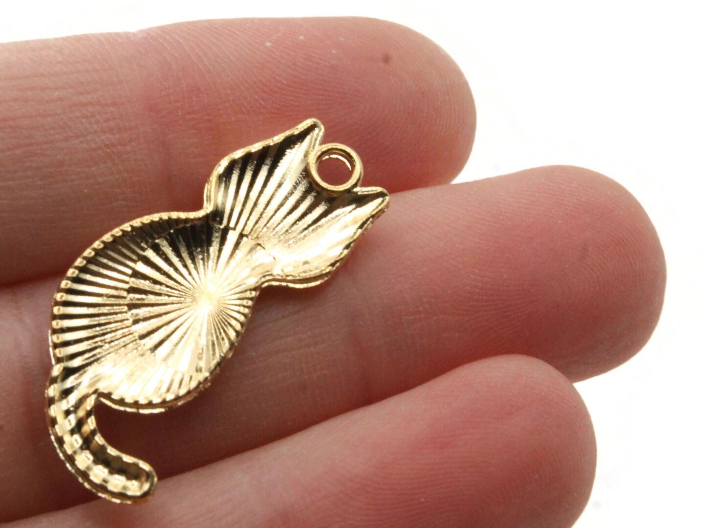 30mm Brown Striped Cat Gold Metal and Enamel Pendant