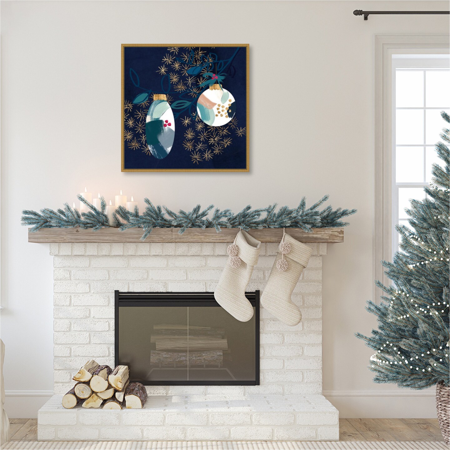 Crafty Blue Christmas I by Jennifer Paxton Parker Framed Canvas Wall Art