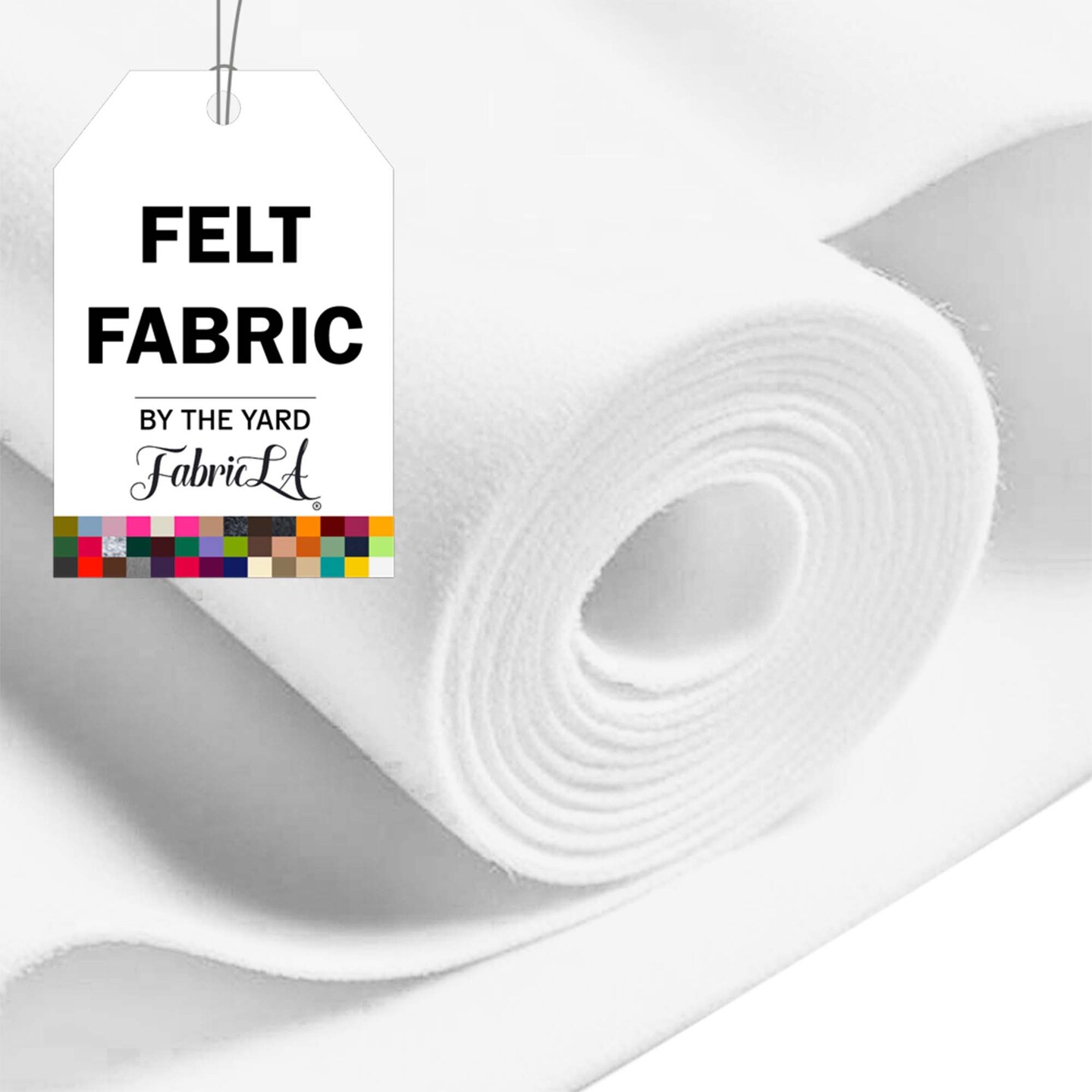 FabricLA Acrylic Felt Fabric - 72&#x22; Inch Wide 1.6mm Thick Felt by The Yard - Use Soft Felt Sheets for Sewing, Cushion, and Padding, DIY Arts &#x26; Crafts (2 Yards, White)