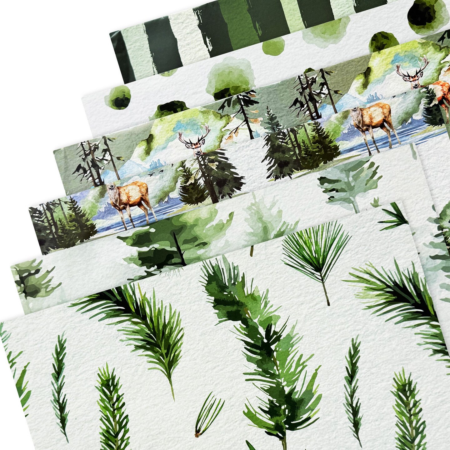 Wrapables Christmas Holiday Gift Wrap Paper Sheets Folded Flat 20L x 27W inches (12 Sheets), Green Nature