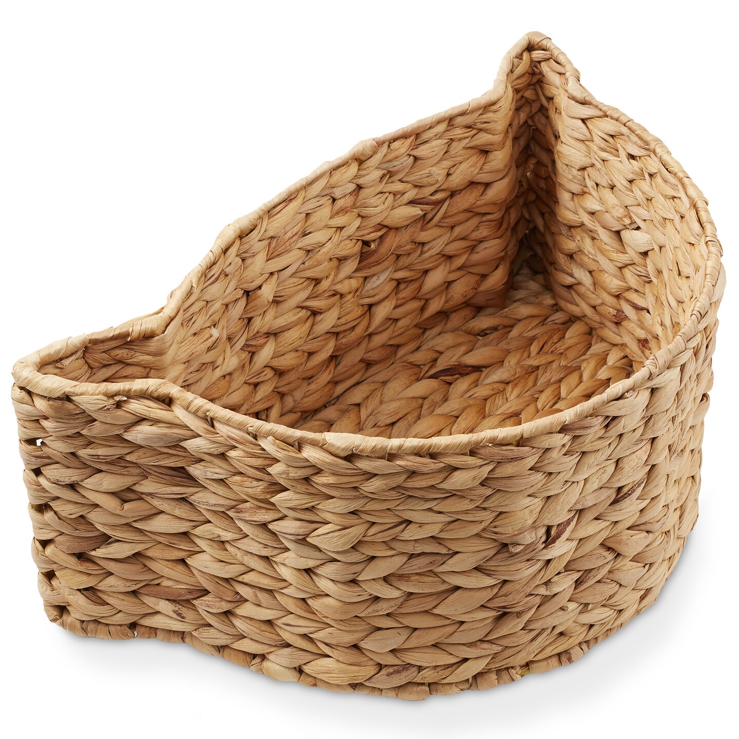 Casafield Cat Shaped Storage Basket, Woven Water Hyacinth Pet Toy Organizer Bin