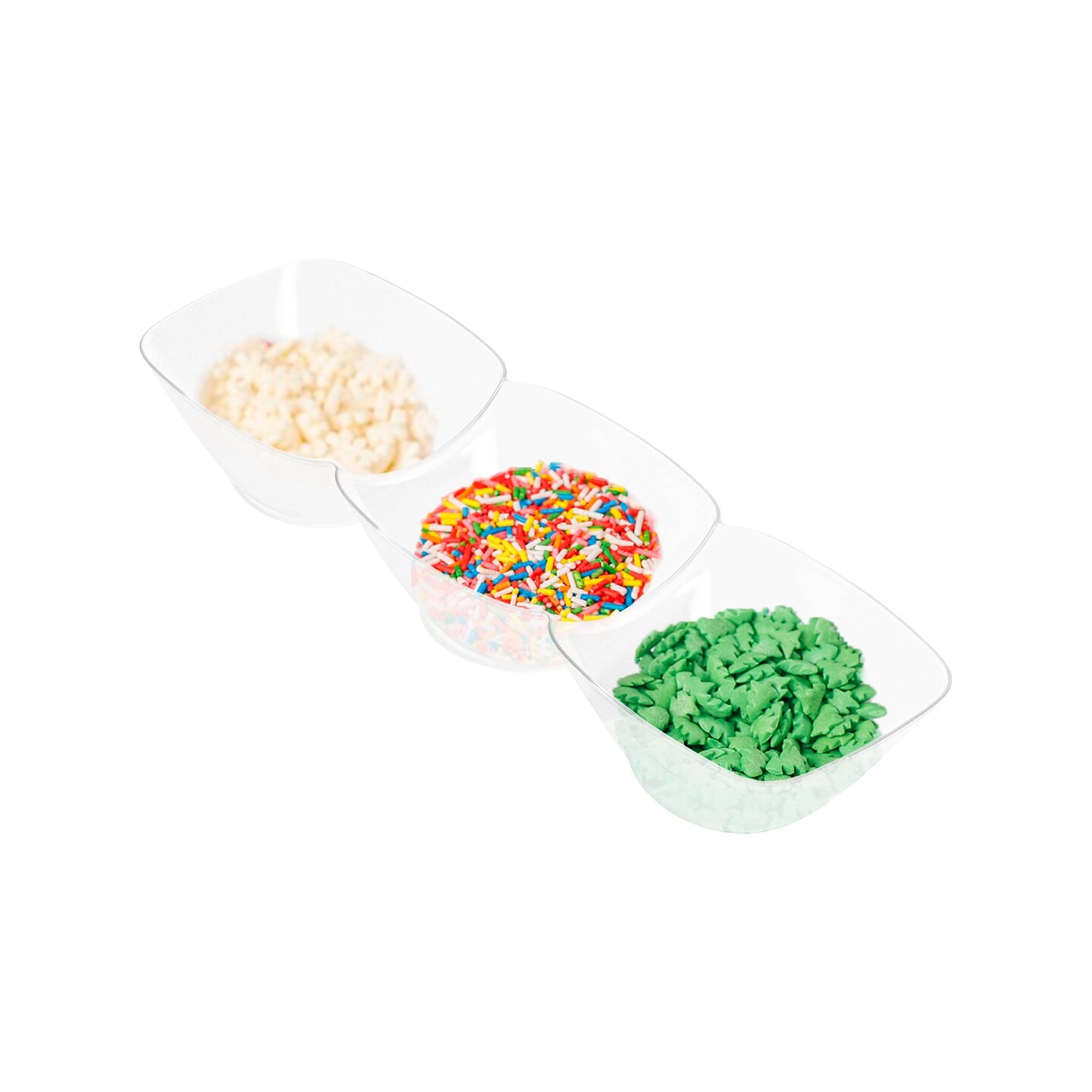 Clear Rectangular 3-Hole Mini Plastic Bowls (240 Bowls)