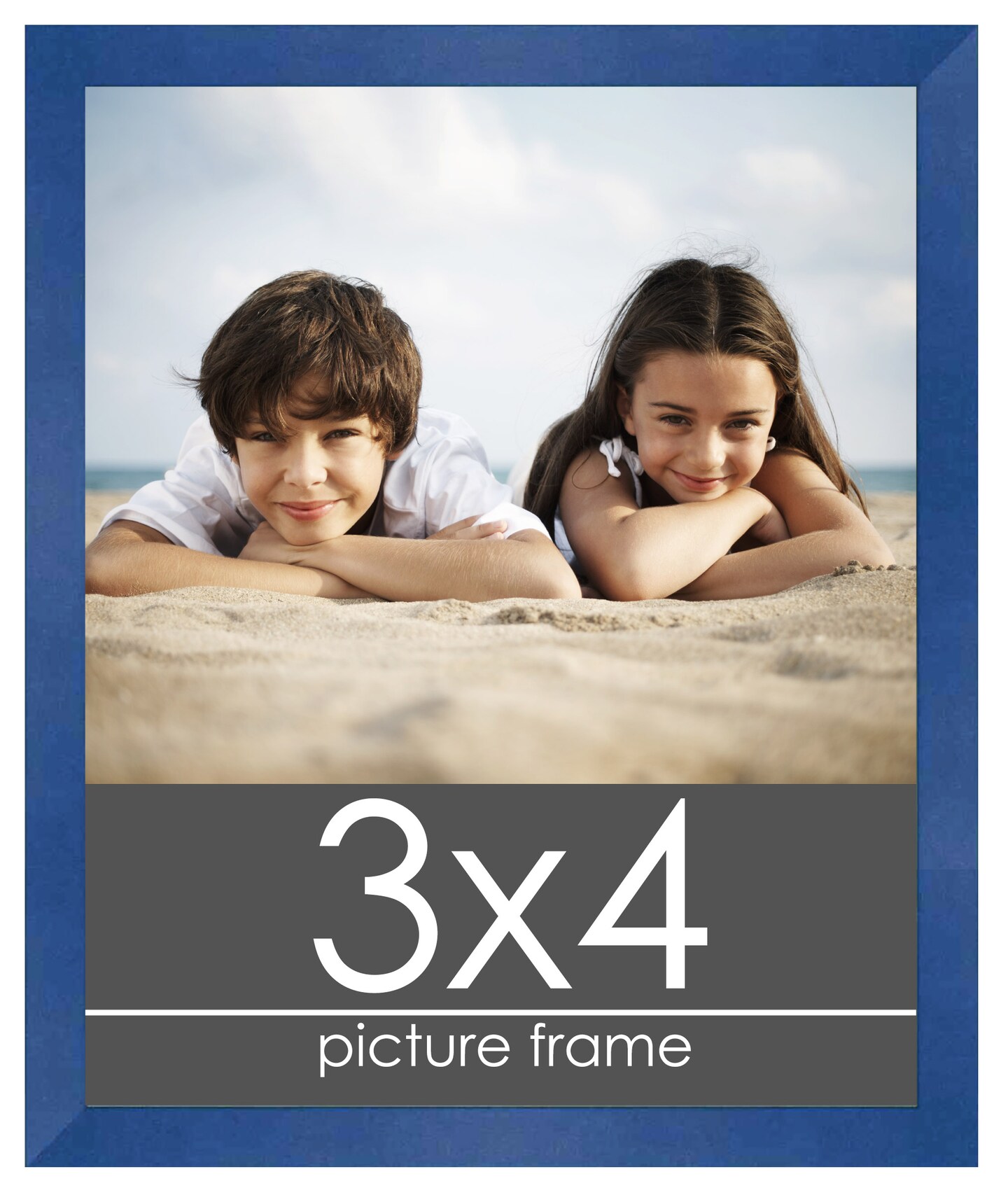 3x4 Classic Modern Blue Picture Frame - UV Acrylic, Foam Board Backing, Hanging Hardware