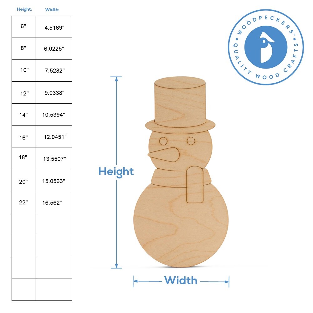 Christmas Wood Snowman Cutout, From 6&#x22;- 22&#x22;, Craft/Decor | Woodpeckers