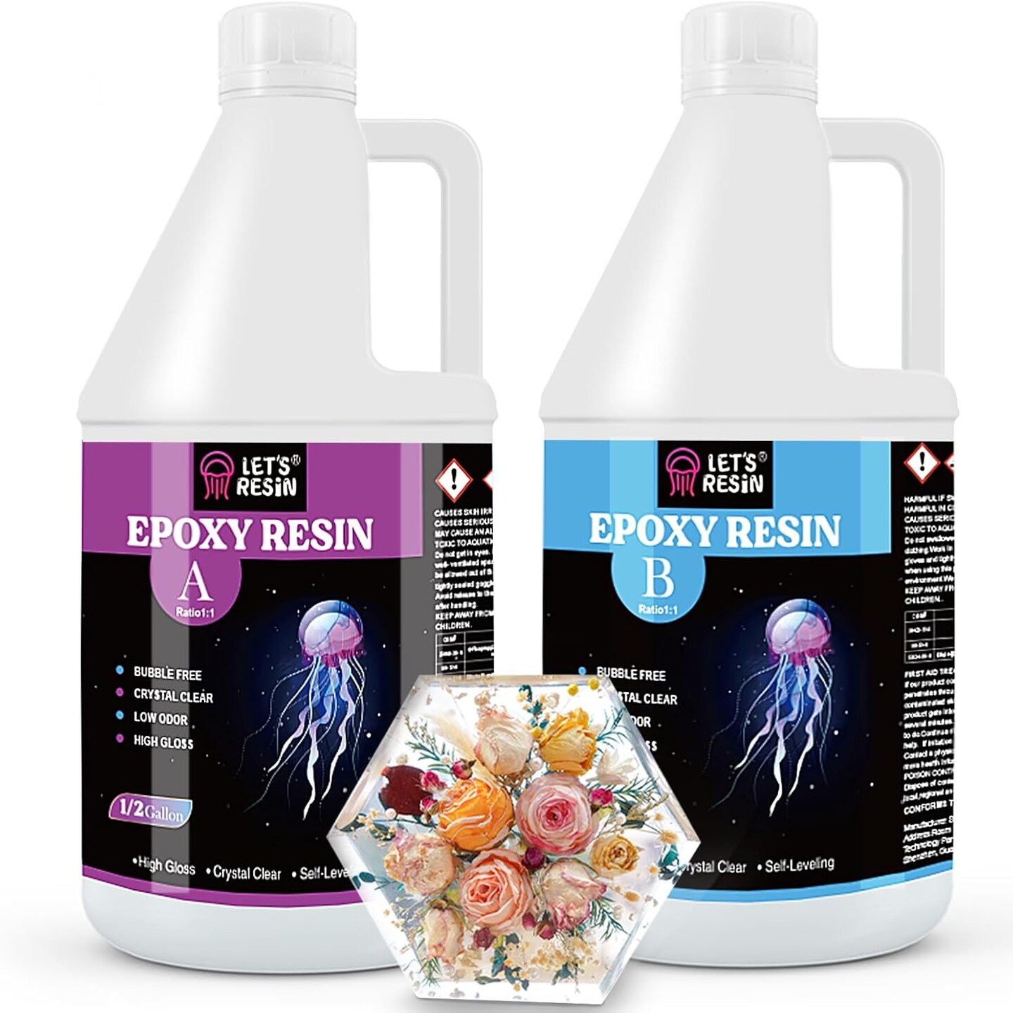 LET&#x27;S RESIN Epoxy Resin 1 Gallon Kit, Bubble Free &#x26; Crystal Clear Epoxy Resin, No Yellowing Epoxy Resin for Casting, DIY, Resin Art,Molds,Jewelry,Coasters