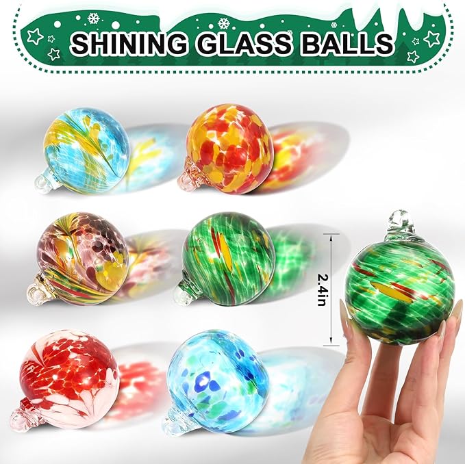 Hanging Garden Gazing Ball, Witches Balls Glass Hanging Friendship Balls, Gazing Glass Xms Ornaments for Home Outdoor Window Patio Garden