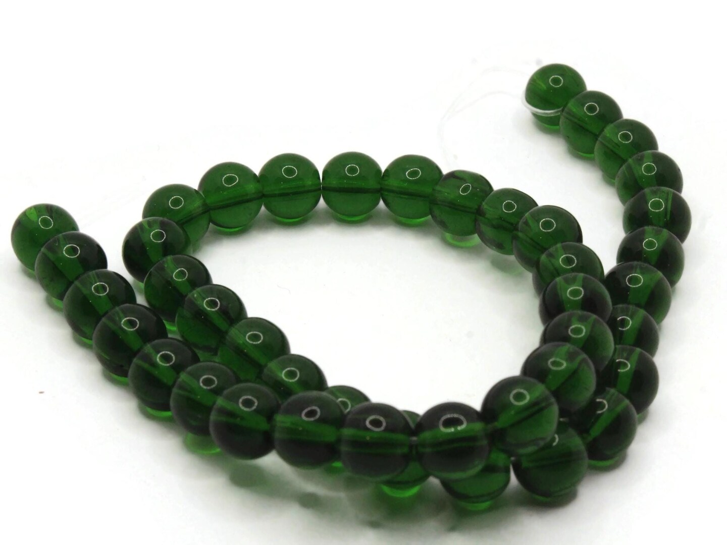 42 8mm Clear Green Glass Smooth Round Beads