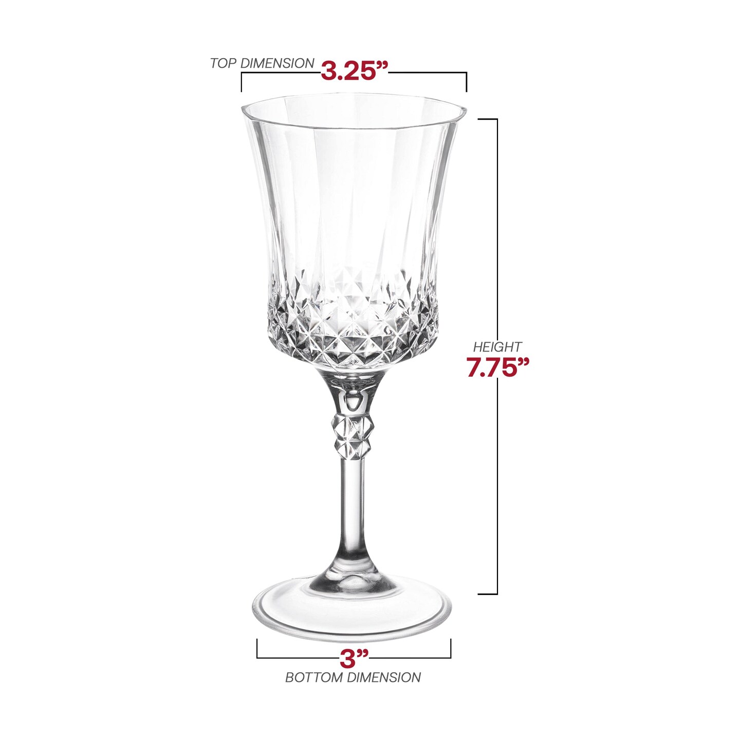 Crystal Cut Plastic Wine Goblets - 11 oz. (48 Goblets)