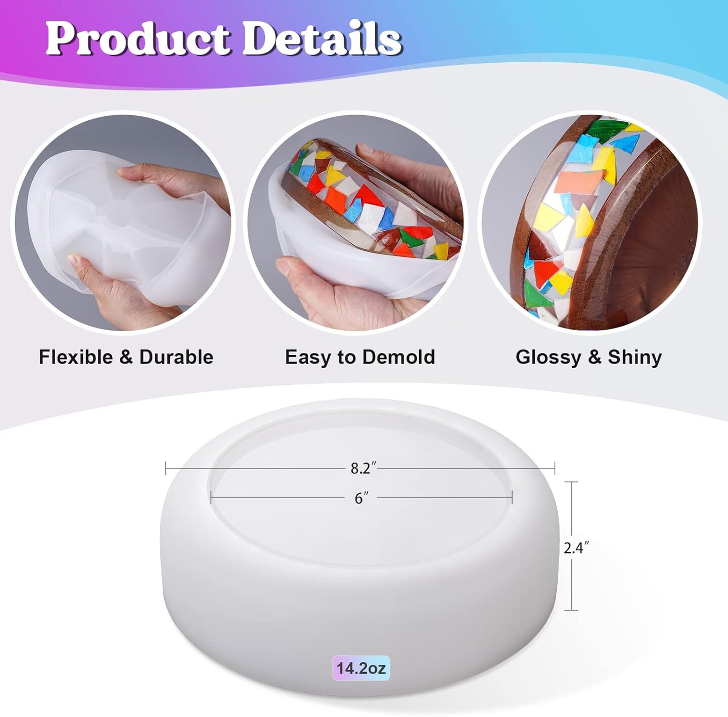 LET'S RESIN Large Epoxy Molds, 8'' for Succulent Pot, Round Silicone Molds for Casting Resin, Plaster, Concrete Cement, DIY Jewelry, Makeup Storage Container, Flower Plant Pots