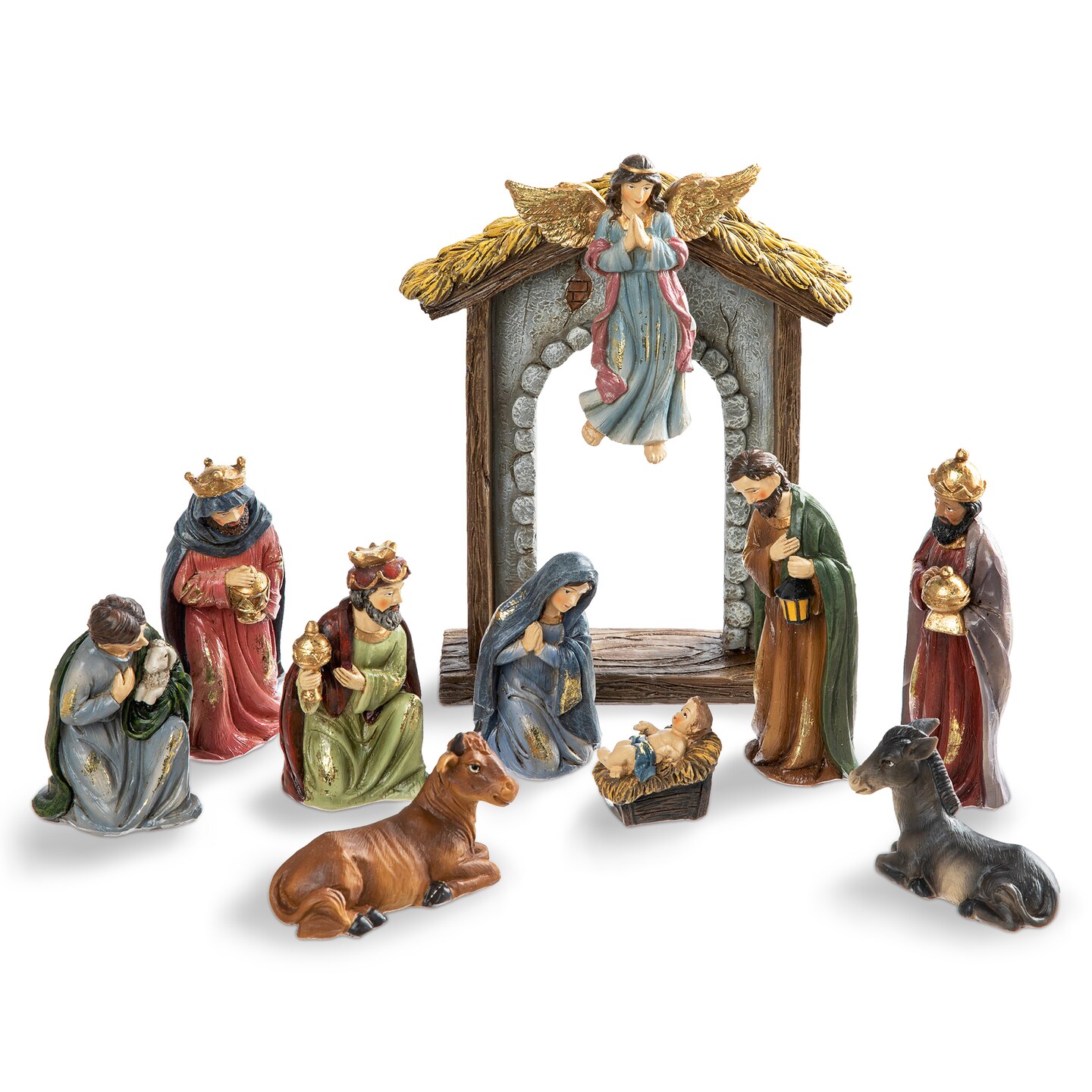 12pcs Oversized Deluxe Blue Resin Nativity Figurine Set