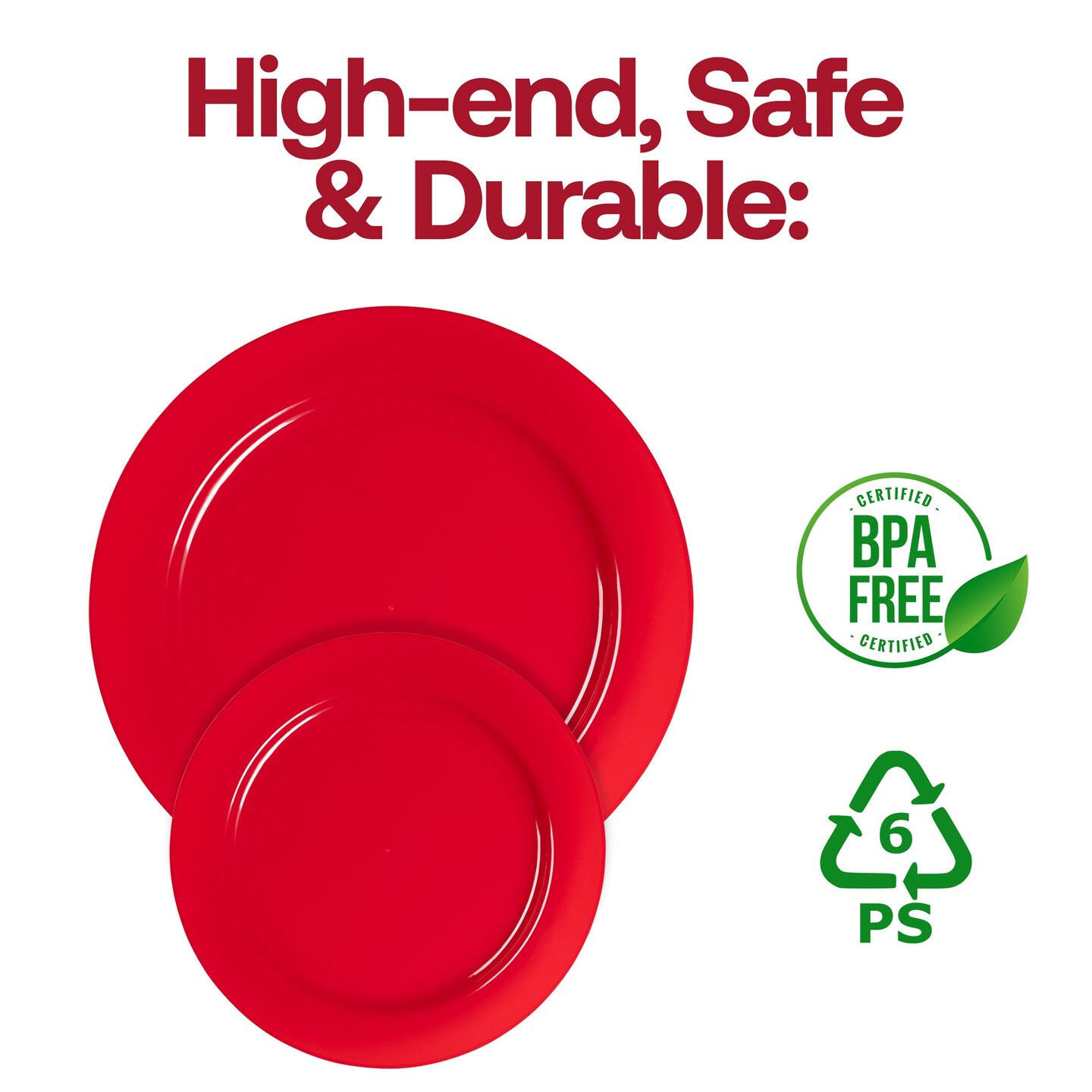 Solid Red Holiday Round Disposable Plastic Dinnerware Value Set (120 Guests)