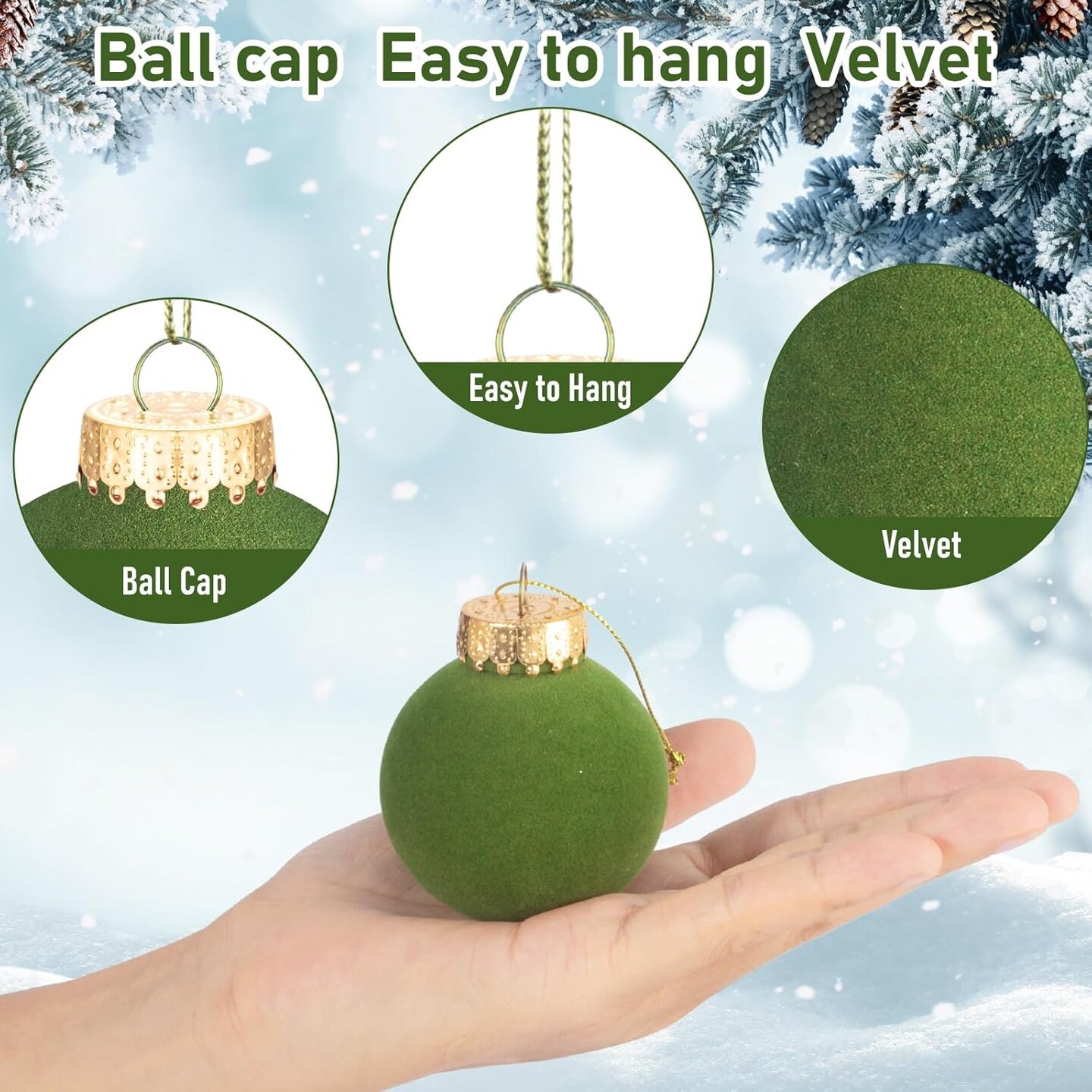 25PCS Velvet Christmas Ornaments,Flocked Ornaments,Shatterproof Bulk Christmas Balls Ornaments,Xmas Tree Ornaments,Christmas Hanging Ornament Christmas Tree Decorations Set(2.36 Inch)