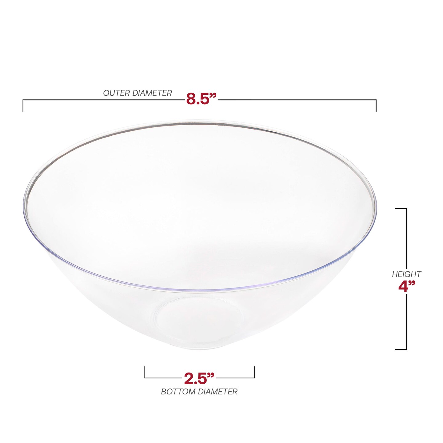 Solid Clear Organic Round Disposable Plastic Bowls - 32 oz. (60 Bowls)