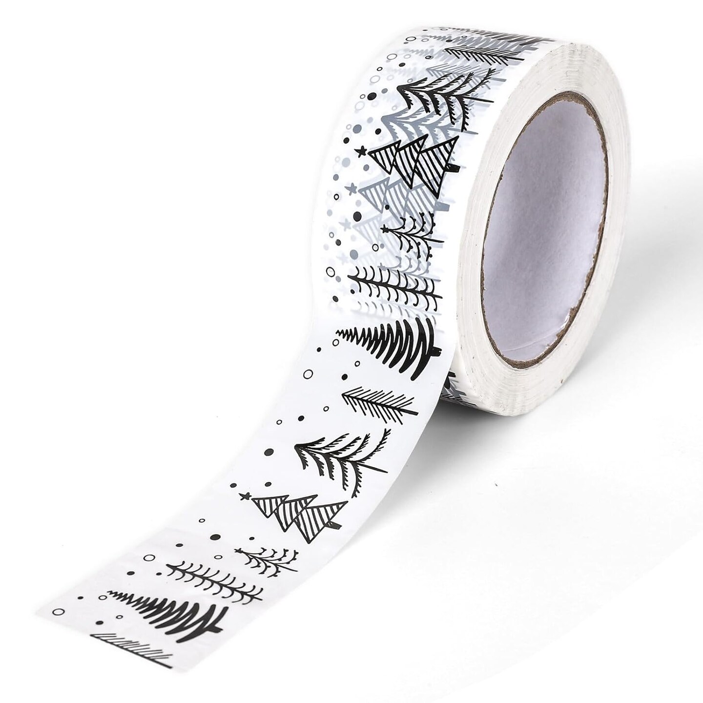 Christmas Packing Tapes Xmas Tree Printed Tape Waterproof Packing Shipping Tape Decorative White Gift Wrapping Tape for Small Business Gifts DIY Crafts Box Cartons Decor