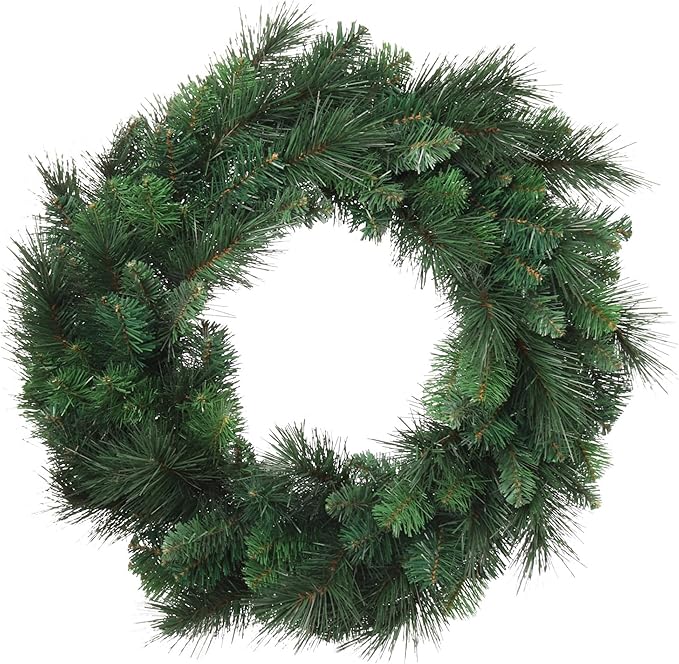 24-Inch Christmas Pine Wreath with 150 Lifelike Tips - Deluxe Evergreen Wreath for Indoor/Outdoor Use, Front Door Holiday D&#xE9;cor, Xmas Decorations for Home &#x26; Office