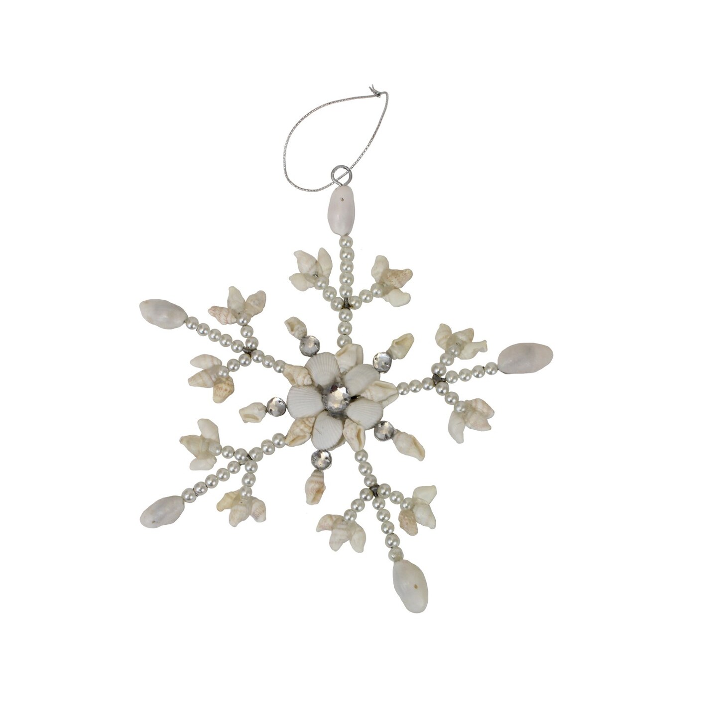 6.75&#x22; SHELL with GEMS SNOWFLAKE ORNAMENT