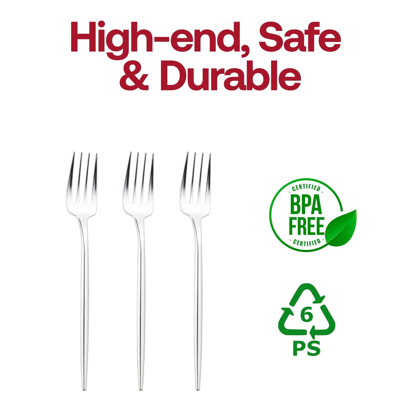 Shiny Silver Moderno Disposable Plastic Dinner Forks (300 Forks)