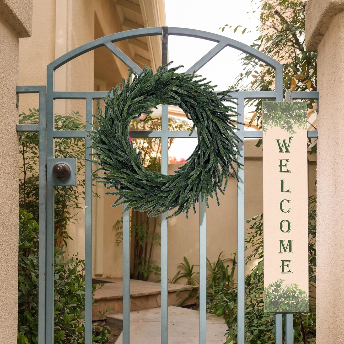 6&#x27; Norfolk Pine Garland + 24&#x22; Norfolk Wreath Set | Lifelike Greenery | Indoor/Outdoor Use | Christmas Accents | Christmas Garland and Wreath | Home &#x26; Office Decor
