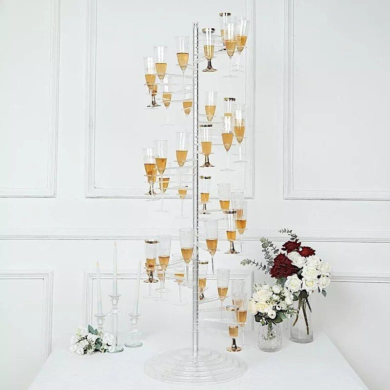 Clear 4.5 feet Spiral Acrylic Champagne GLASS FLUTE HOLDER Display Stand Party