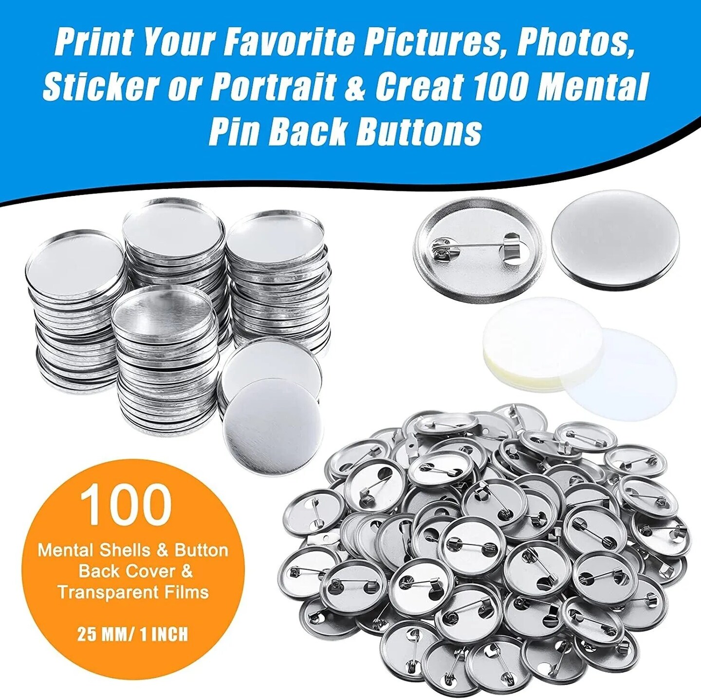 Kitcheniva 300 Pcs 1&#x22; Blank Button Making Supplies