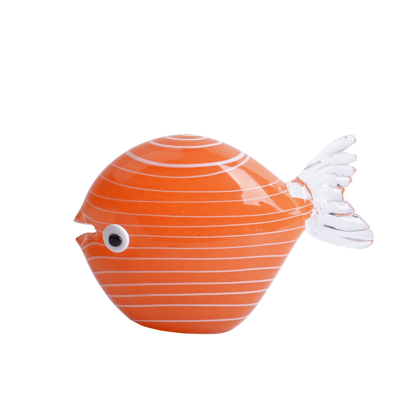 Medium Orange Stripe Fish Glass Art Figurine Home Decor Beach Coastal Ocean Sea Life 8.86 x 2.95 x 5.12