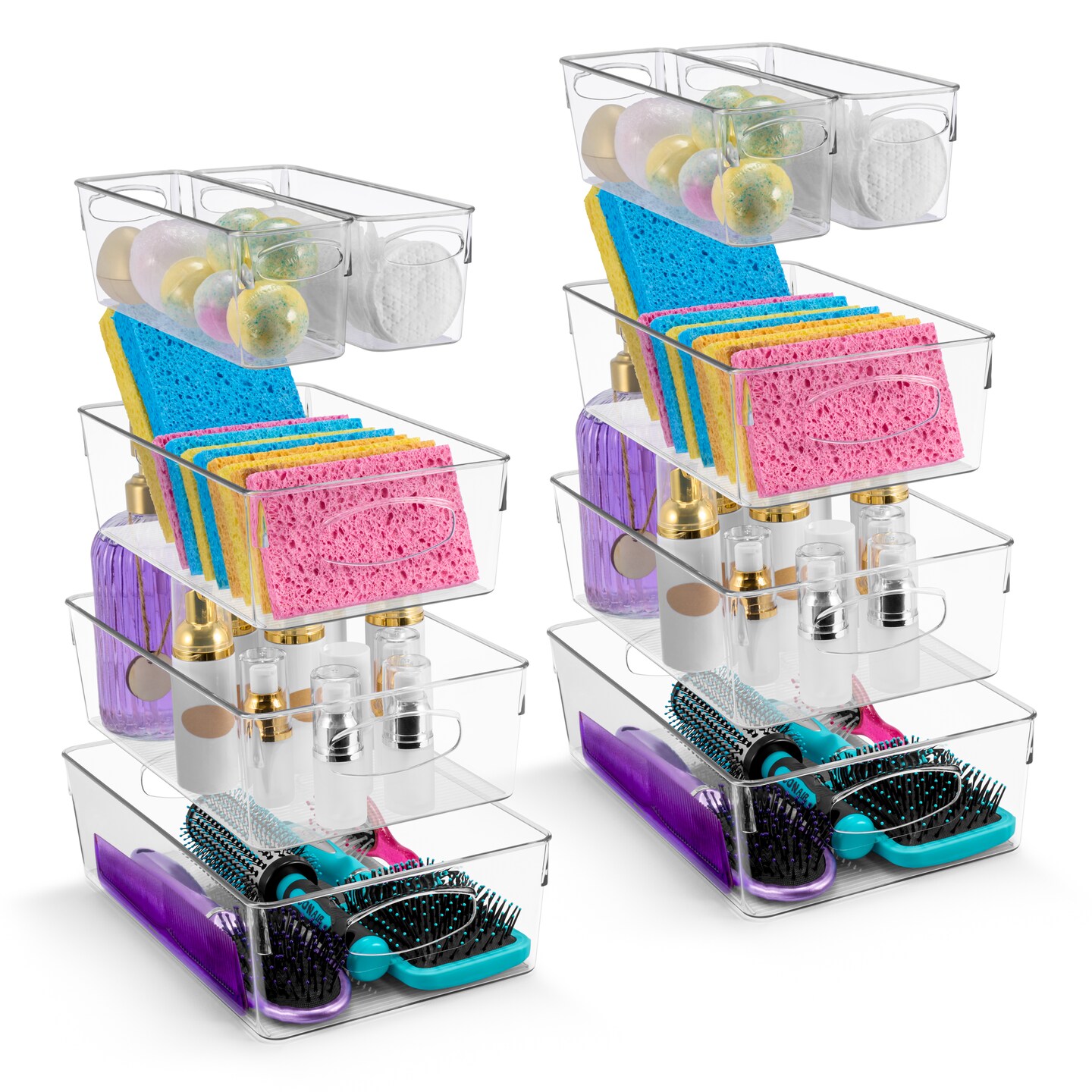 Sorbus 10 Pack Clear Plastic Storage Bins for Shelves with Handle