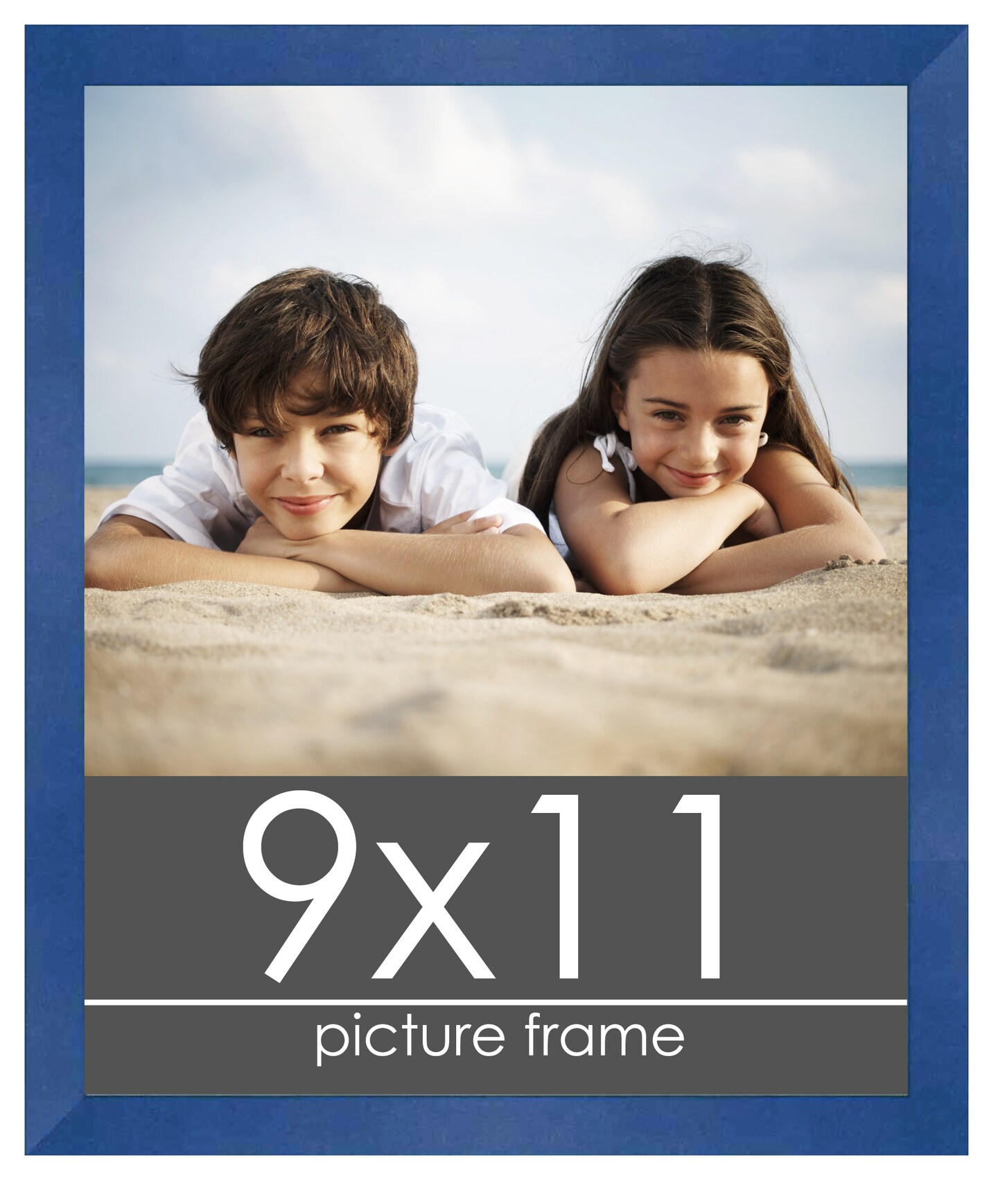 9x11 Classic Modern Blue Picture Frame - UV Acrylic, Foam Board Backing, Hanging Hardware