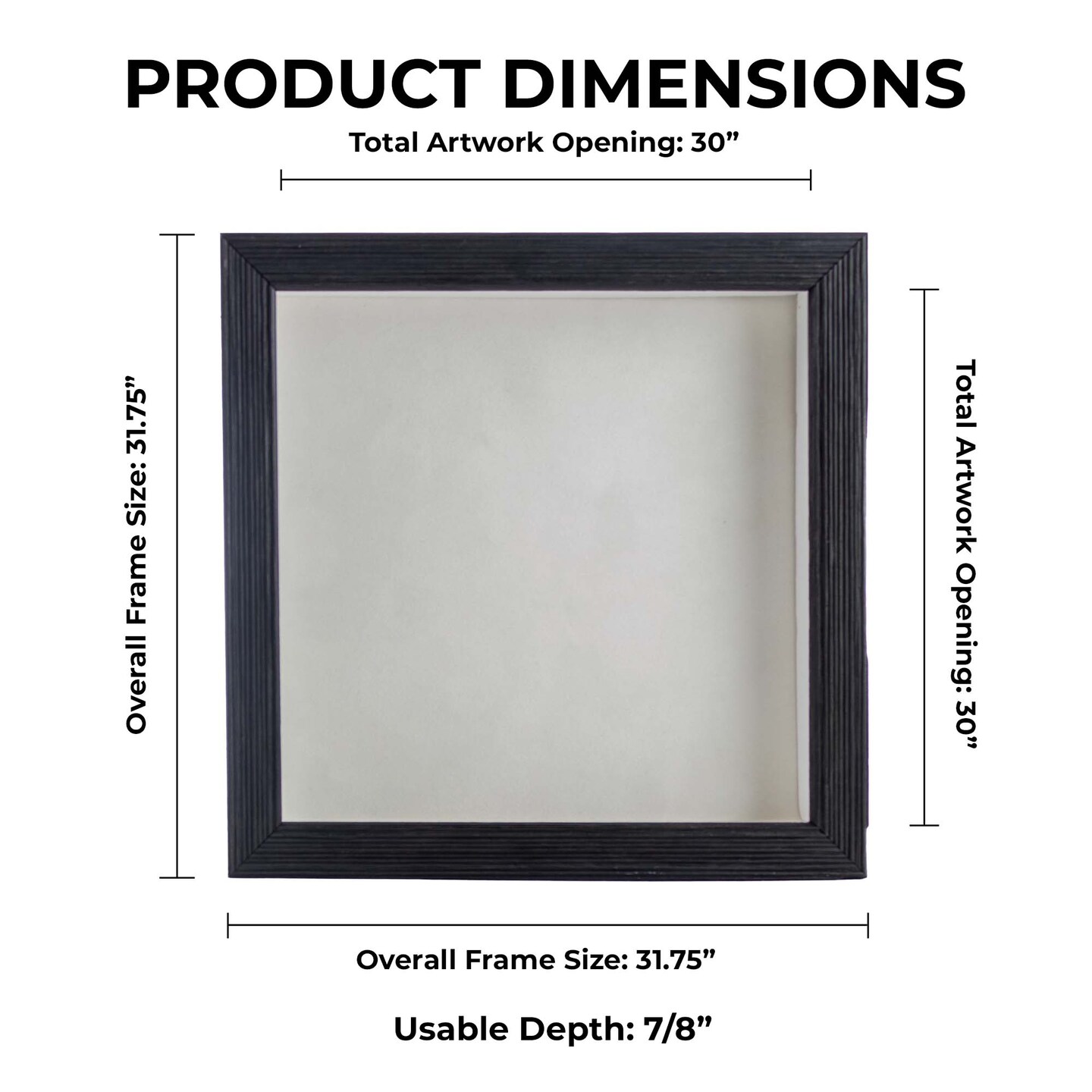 Rustic Black Wood Shadow Box Frame with Acrylic Front - White Suede Backing, 30 Sizes