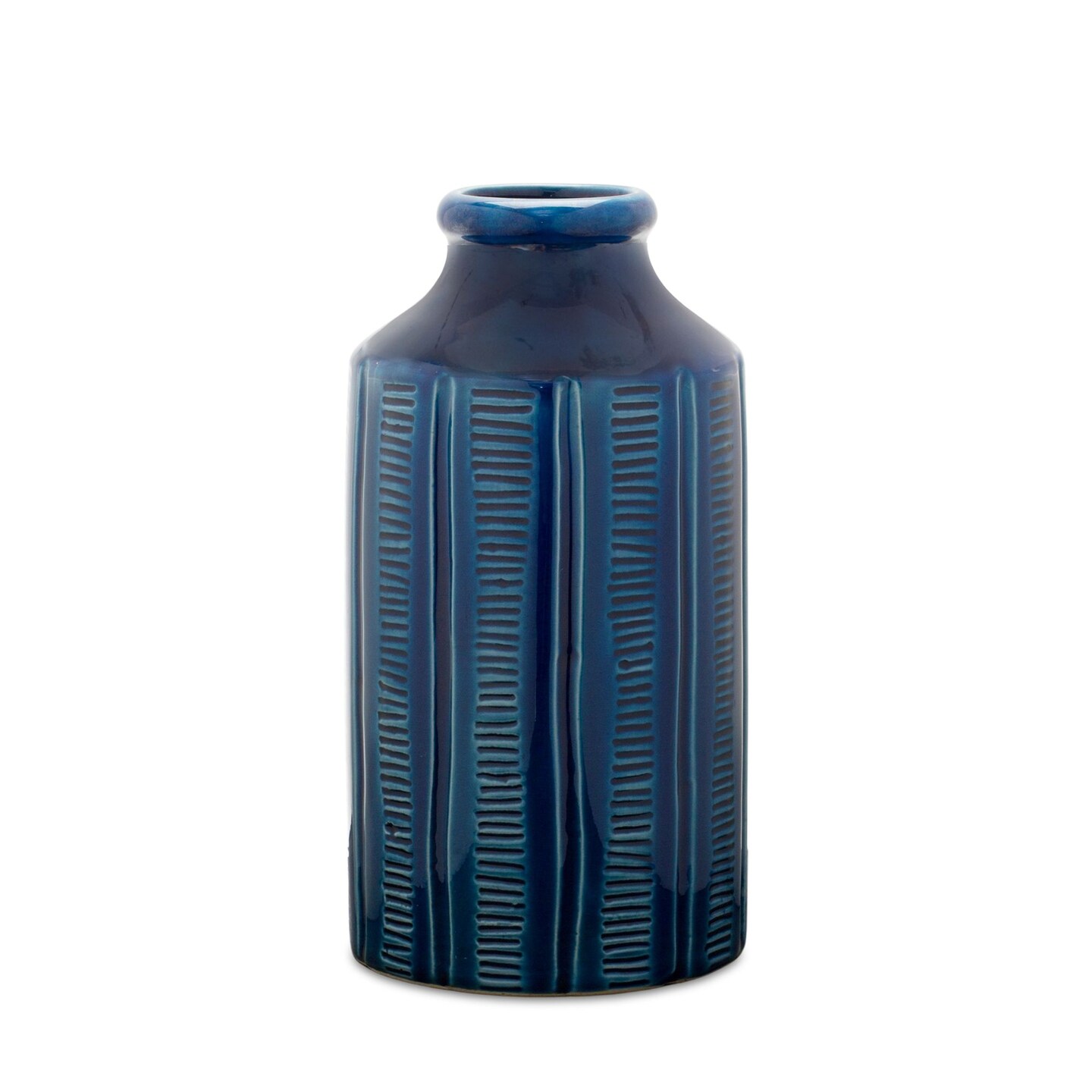 Melrose Etched Terracotta Vase - 10&#x22; - Blue