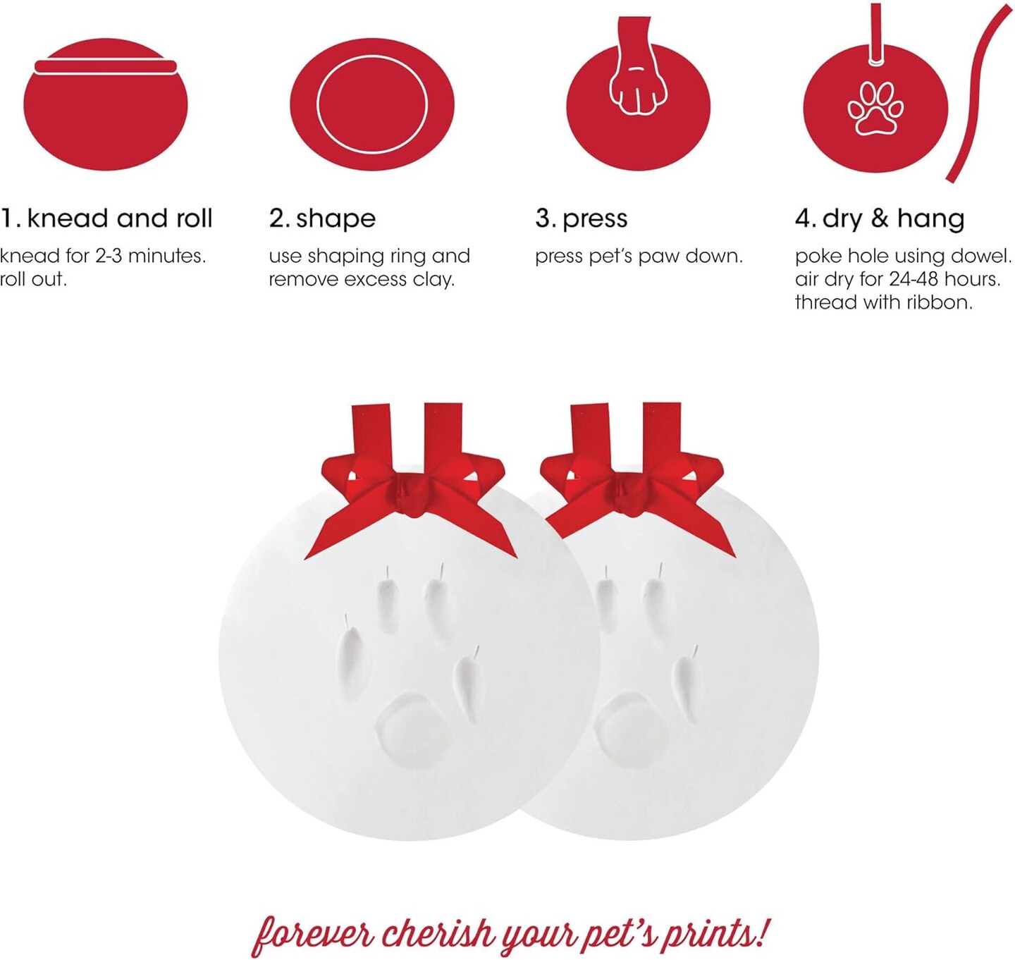 Pawprints 2-Pack Christmas Ornament, DIY No Mess Pet Paw Print Holiday Keepsake Kit, Dog or Cat Stocking Stuffer Gift, Christmas Gift for Pet Parents, Paw Print Ornament for The Holidays