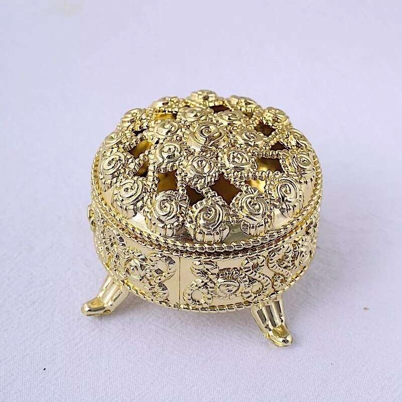 12 Metallic Gold 2.5 in Mini Round Candy Gift Boxes Vintage FAVOR HOLDERS Party