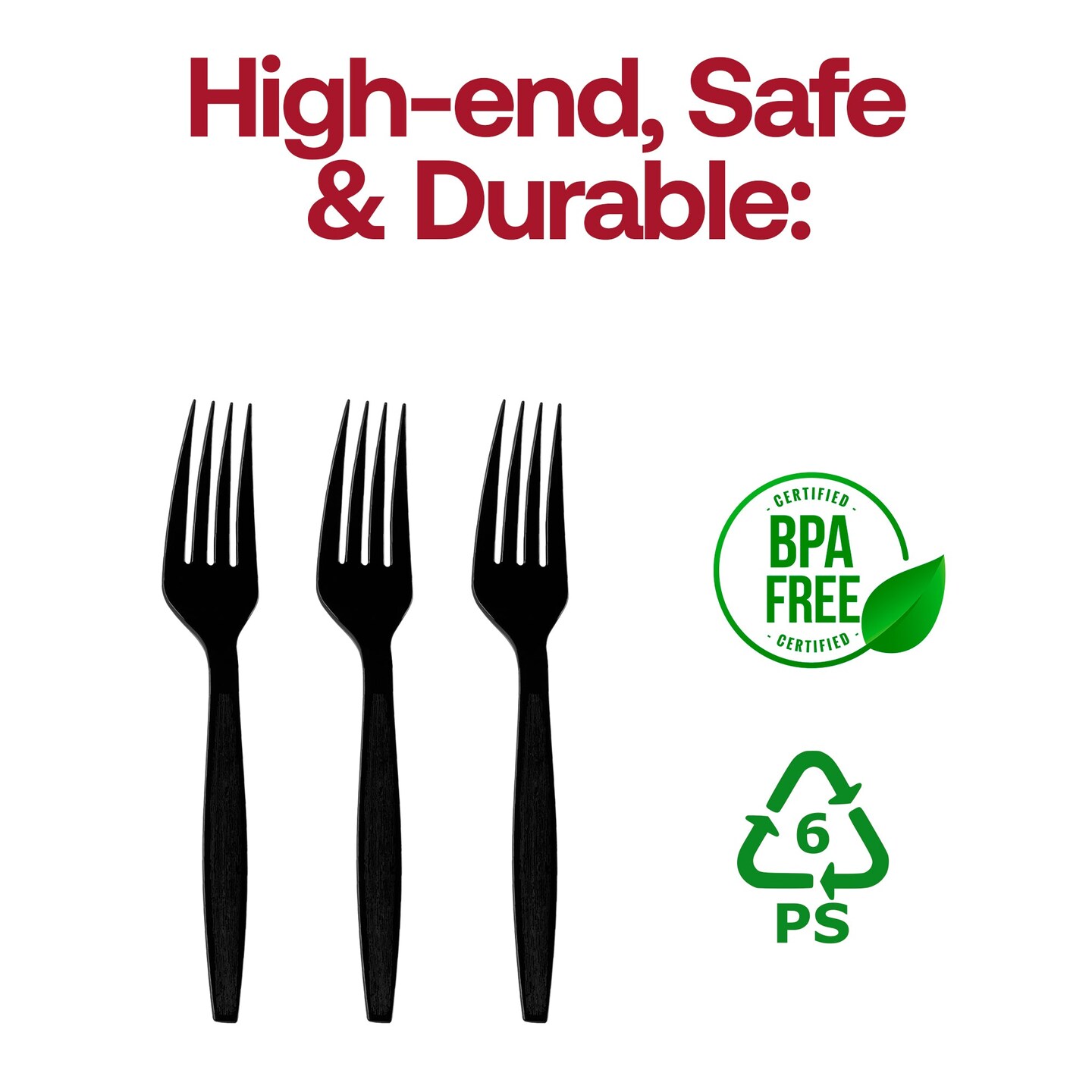 Black Plastic Disposable Forks (1000 Forks)