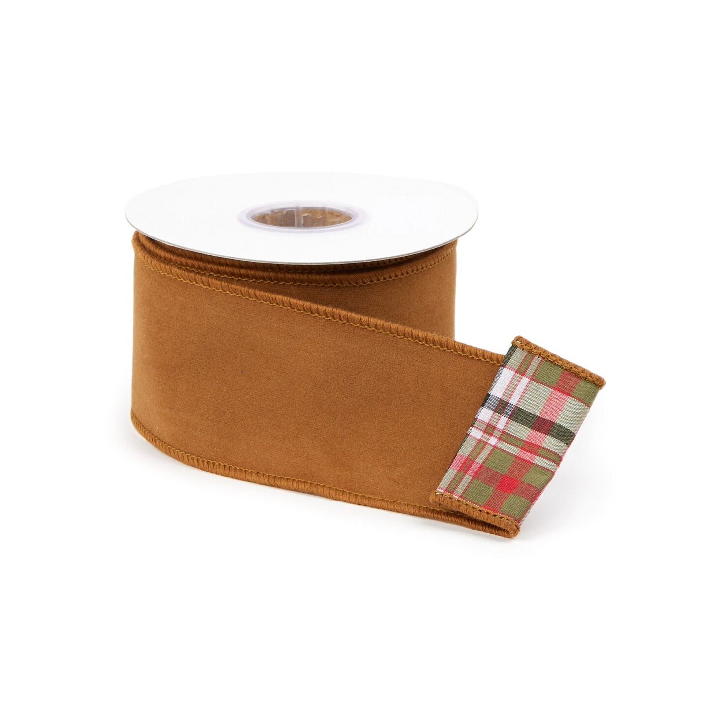Melrose Plaid Wired Christmas Craft Ribbon - 2.5&#x22; x 10 Yards - Dark Orange - Set of 2
