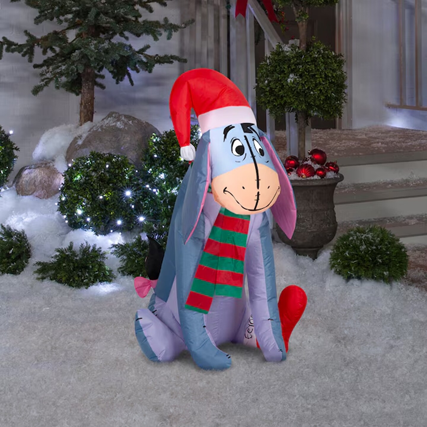 Gemmy 42.13 in Eeyore Santa Hat Inflatable with White LED Lights
