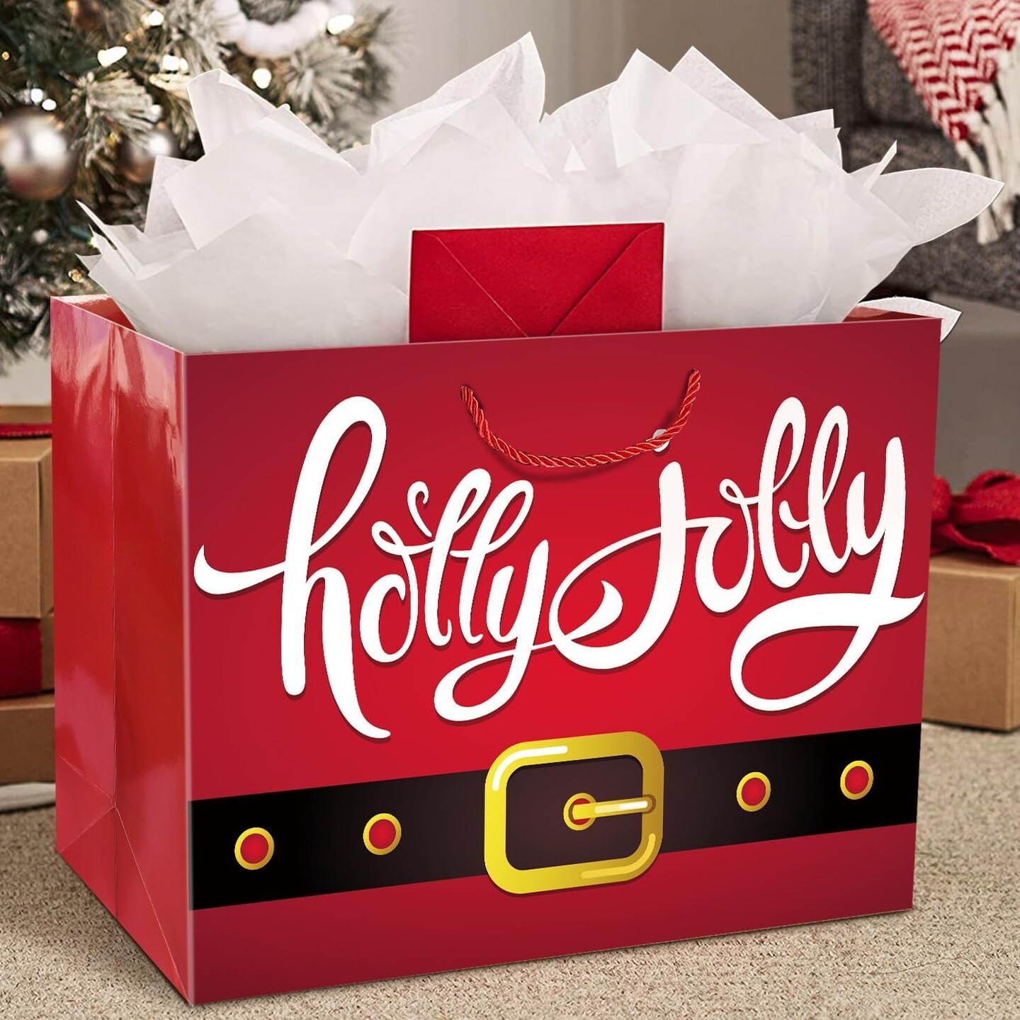 12 Extra Large Christmas Gift Paper Bags Bulk with Handles and 60 Count Christmas Gift Tags-6 Designs Jumbo Oversized Sacks Set for Wrapping Gaint Xmas Holiday Presents