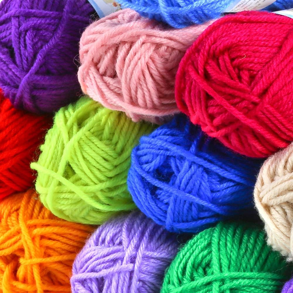 60 Pieces Mesh Plastic Canvas Kit Including 6 Shapes 3 Inch Clear Plastic Canvas, 12 Colors Acrylic Yarn and Tools for Embroidery Plastic Canvas Craft, Knit and Crochet Projects
