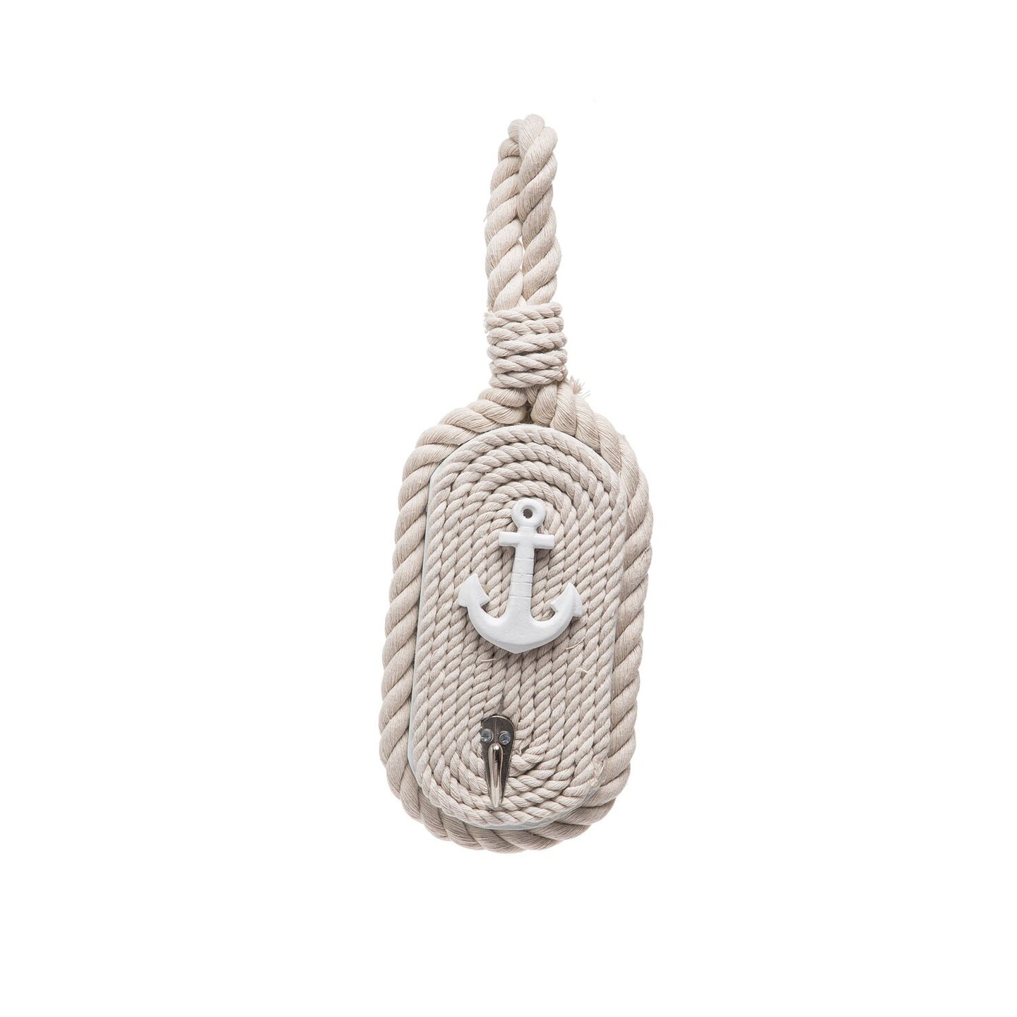 Anchored Rope Single Wall Coat Hook Wood Composite Cotton Home Decor Nautical Marine 11.02 x 3.94 x 2.17