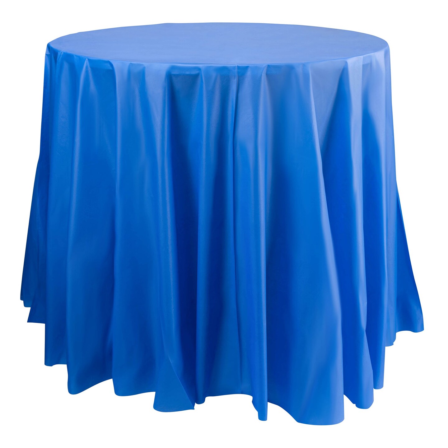 Navy Round Disposable Plastic Tablecloths - 84&#x22; (96 Tablecloths)