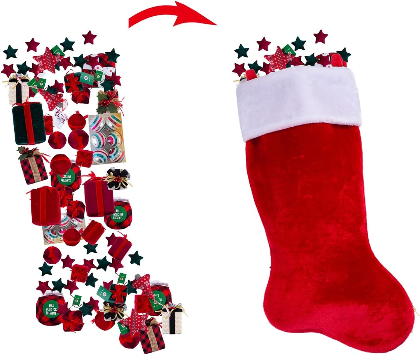 35 Inch Jumbo Felt Christmas Stockings Personalized Christmas for Family Holiday Xmas Party Decor Fireplace Hanging for Family Kids
