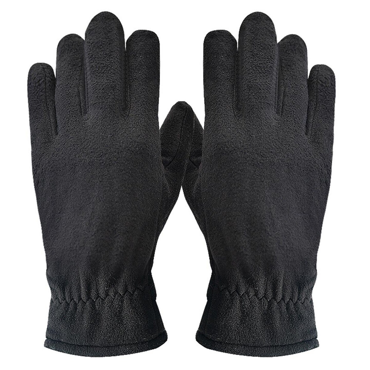 Solid Wing Black Fleece Gloves for Ultimate Warmth