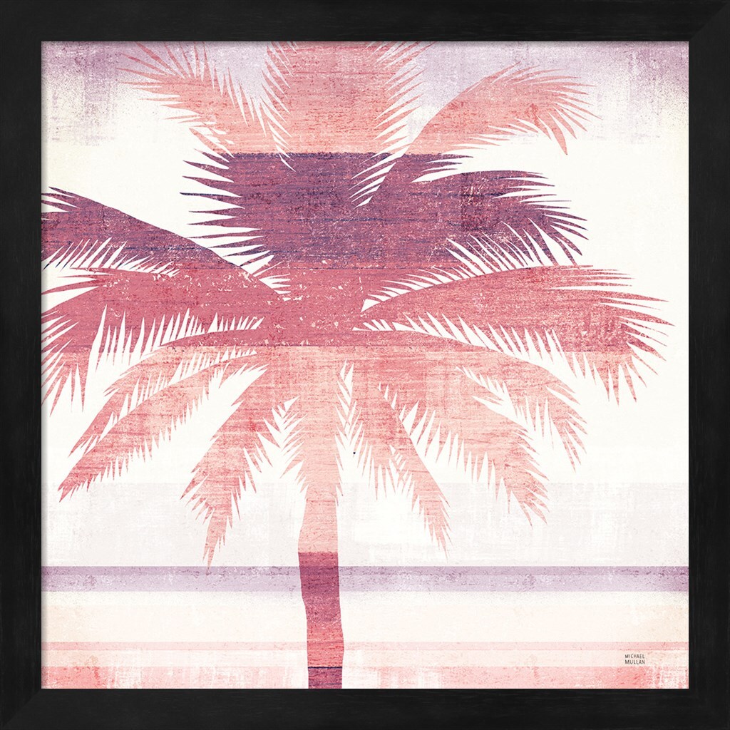Beachscape Palms II Pink Purple by Michael Mullan 13" x 13" Framed Wall Art