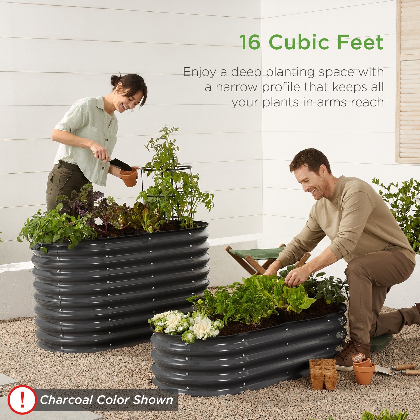 Best Choice Products 4x2x2ft Outdoor Raised Metal Oval Garden Bed, Planter Box for Vegetables, Flowers
