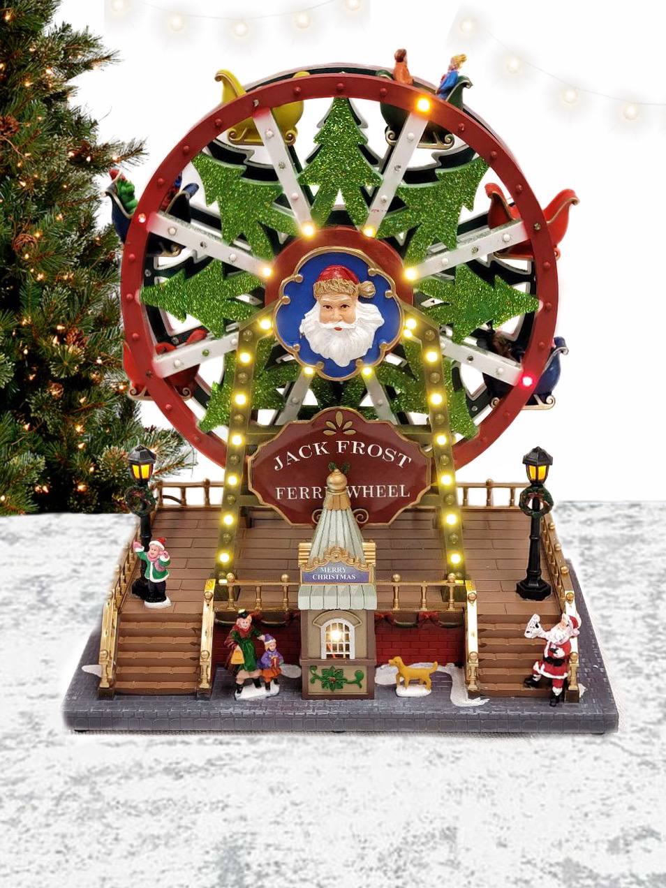 Santa&#x27;s Carousel Christmas Miniature. Ferry Wheel Christmas Village. Jack Frost Christmas Carousel