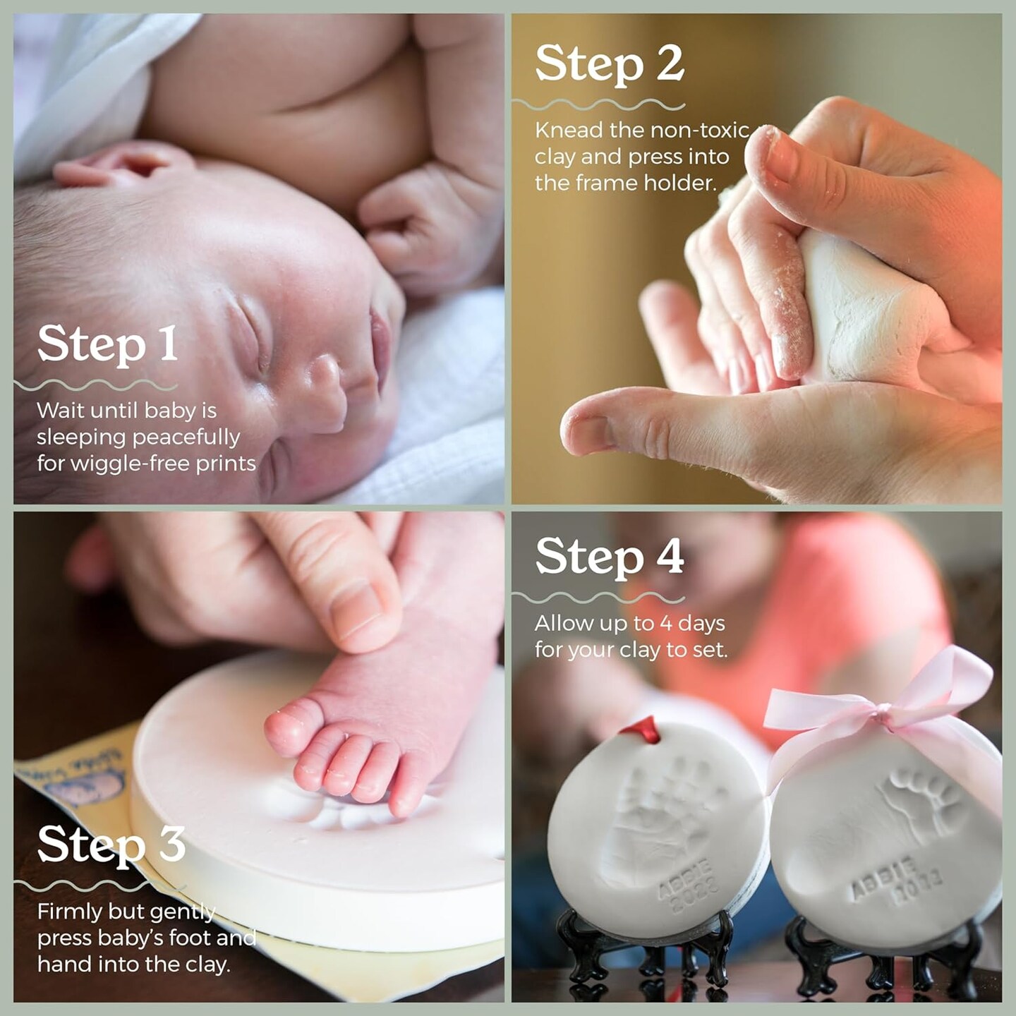 Baby Ornament Keepsake Kit 2 EASELS! Baby Shower Gifts, Baby Footprint Kit and Handprint Kit, Personalized Baby Gifts, Baby Christmas Gifts, Baby&#x27;s First Christmas Ornament Maker