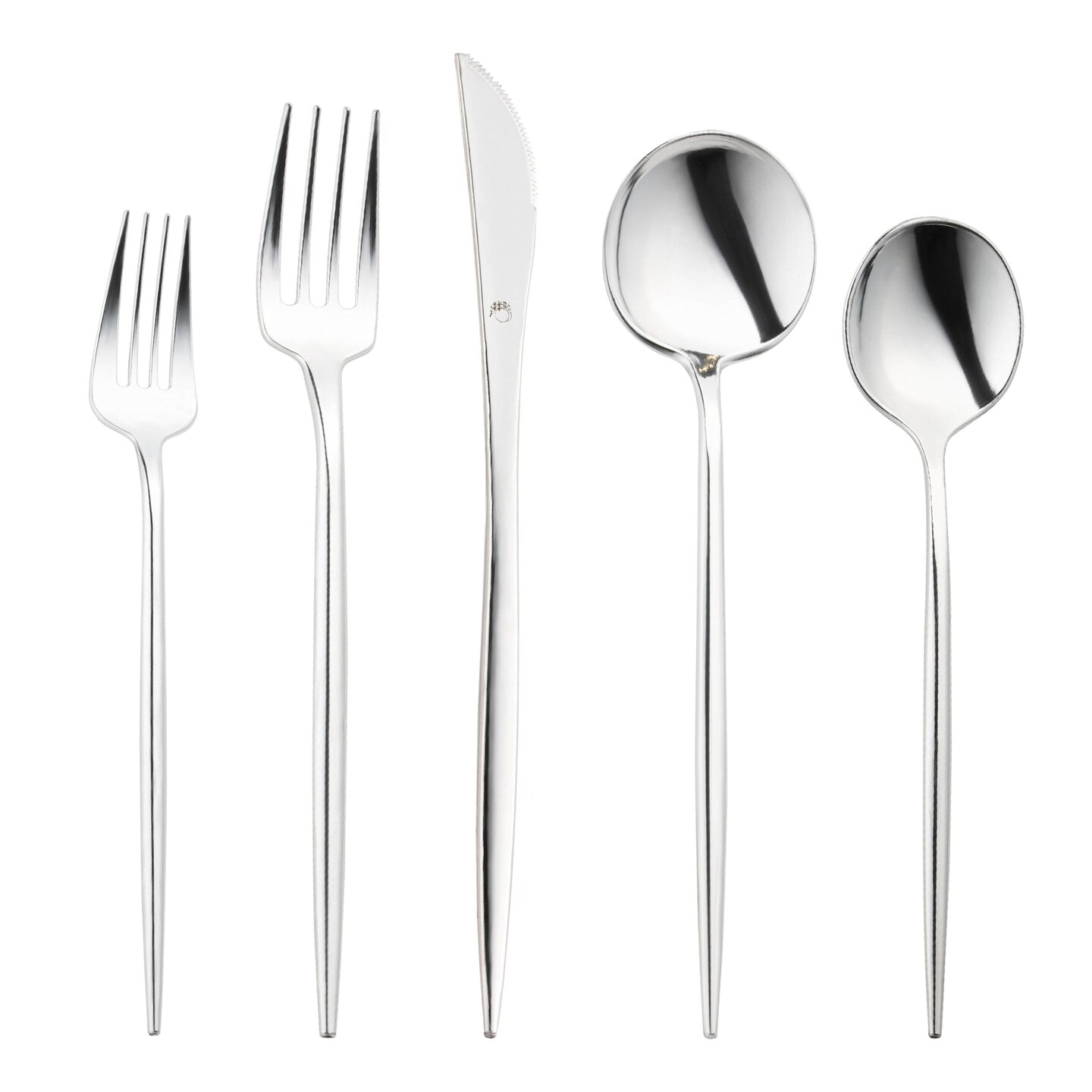 Shiny Silver Moderno Disposable Plastic Cutlery Set (300 Guests)