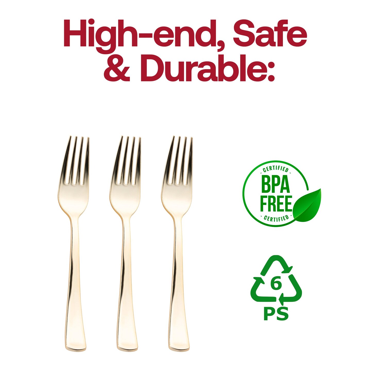 Shiny Metallic Gold Plastic Forks (600 Forks)