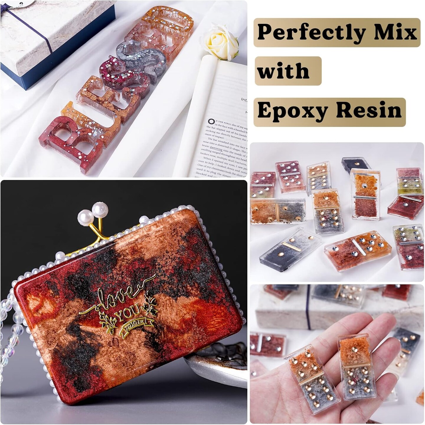 LET&#x27;S RESIN Metallic Alcohol Ink Set-24 Colors Metal Color Alcohol Based Resin Ink, High Concentrated &#x26; Shimmer Mixatives, Alcohol Paint for Epoxy Resin, Resin Petri, Tumblers, Coasters(Each 0.35oz)