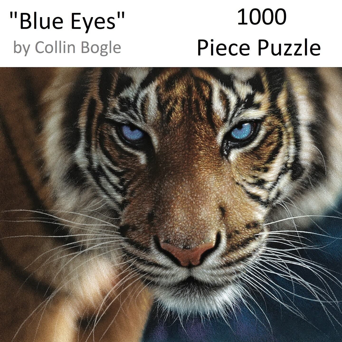 Hart Puzzles Blue Eyes Tiger by Colin Bogle, 24 x 30 1000 Piece Puzzle