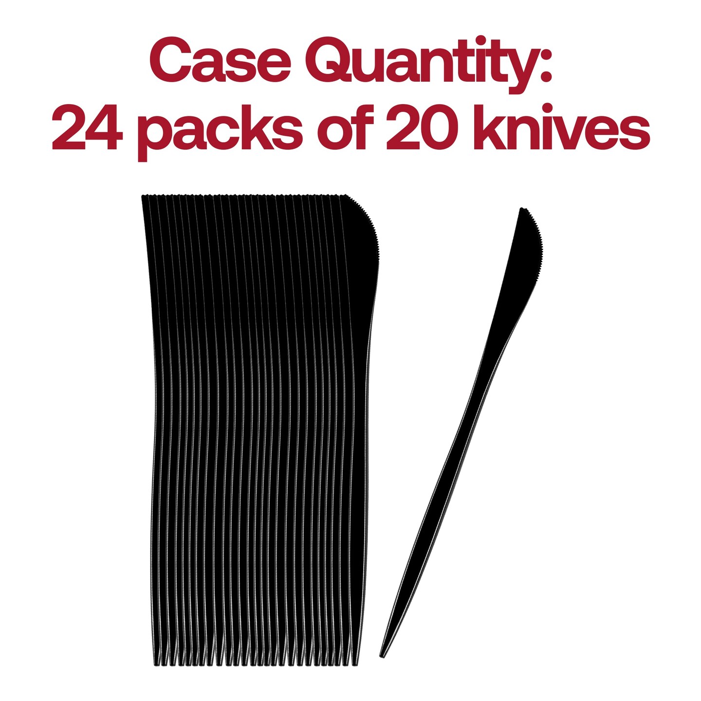 Solid Black Moderno Disposable Plastic Dinner Knives (480 Knives)